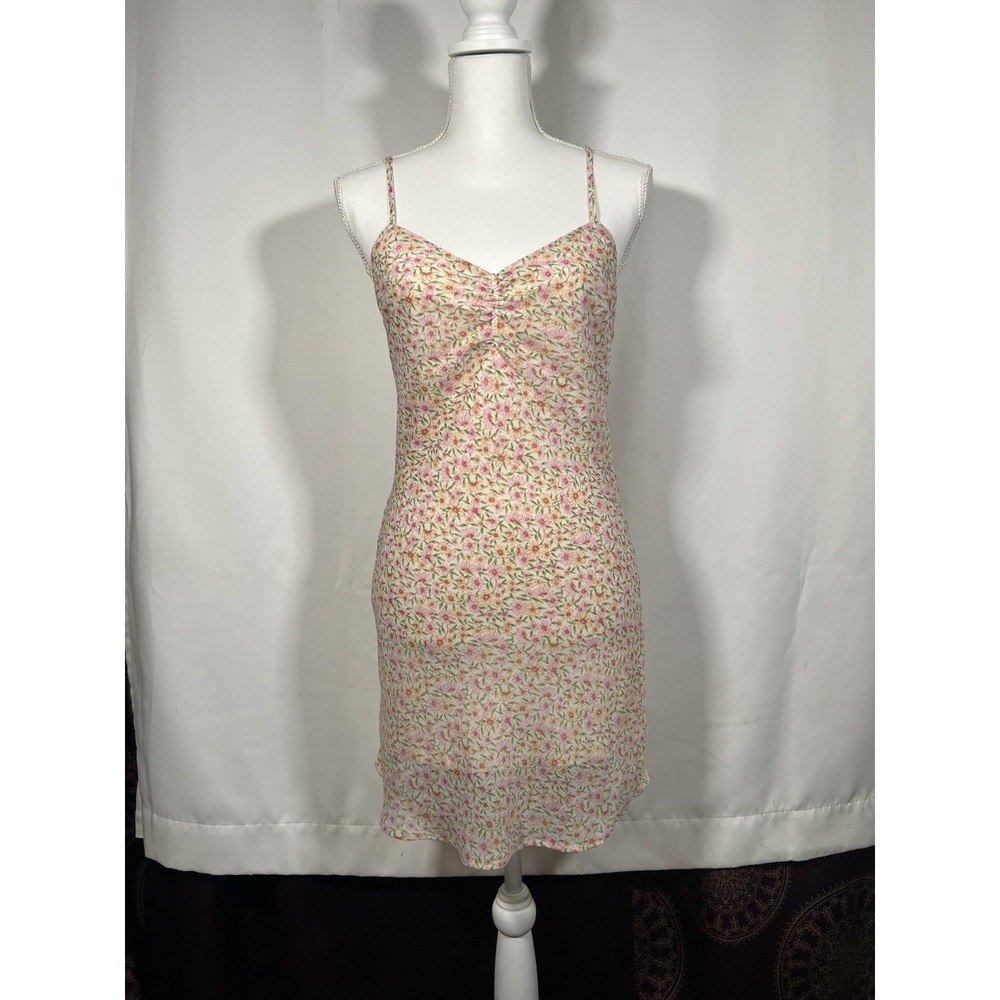 Pink‎ Floral Slip Dress Size S Spaghetti Strap Y2K Romantic Fairy Boho